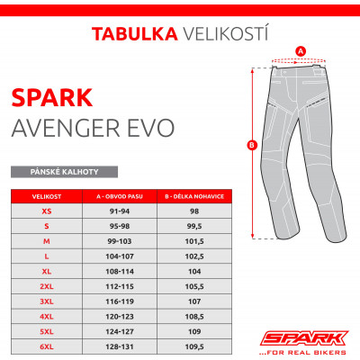 Pánské textilní moto kalhoty SPARK AVENGER EVO , Black